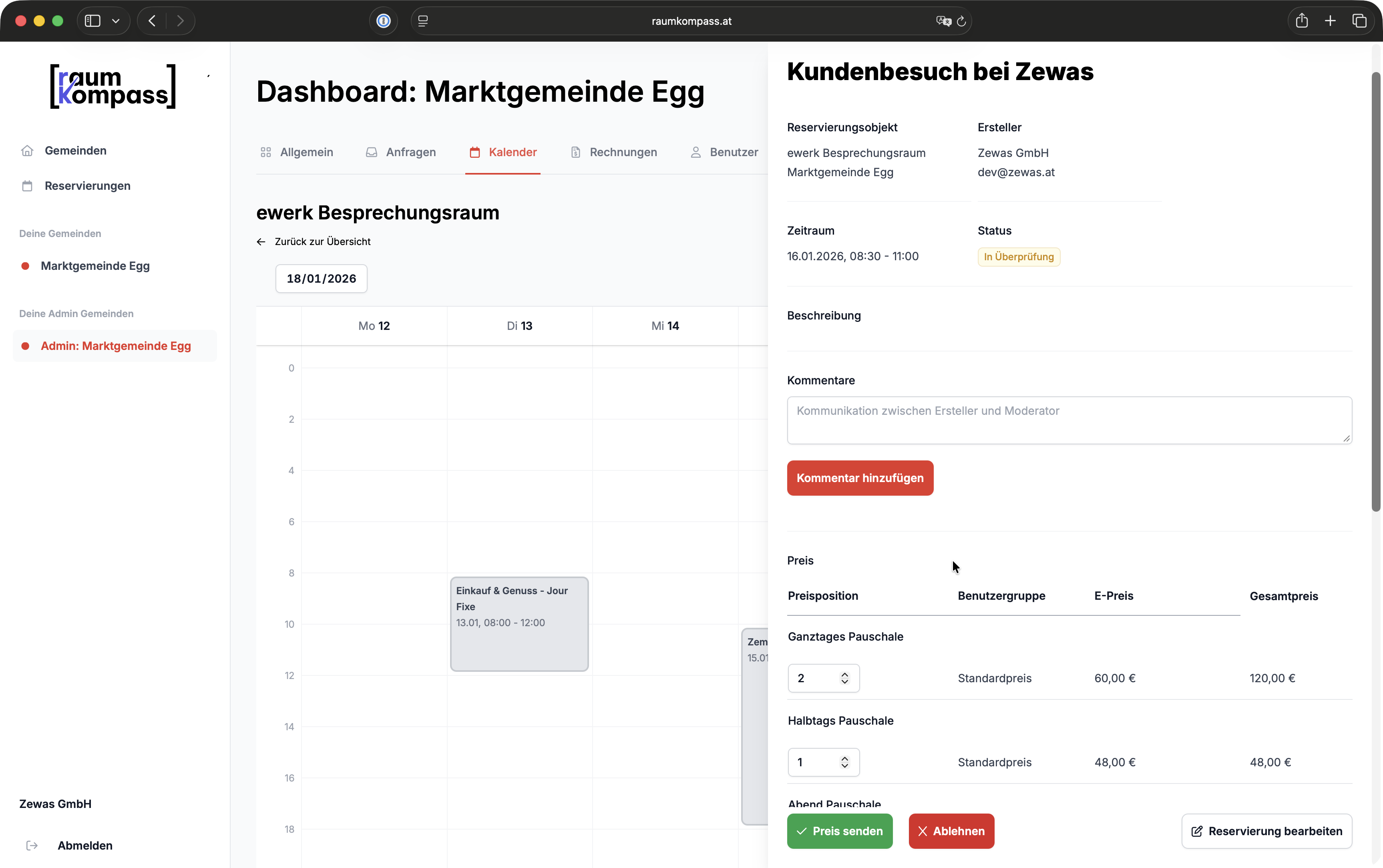 Reservierungsdetails Vorschau
